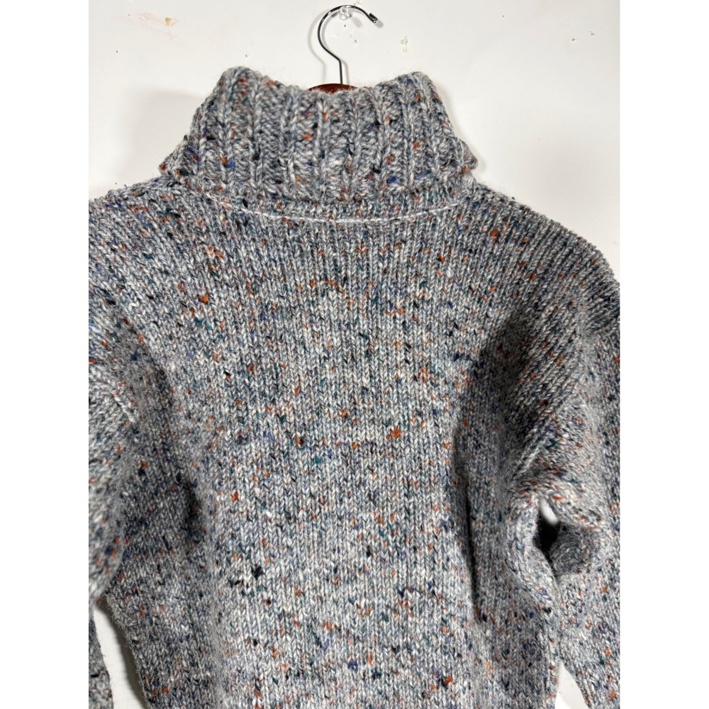 LL Bean Genuine Donegal Wool Turtleneck Sweater Grey Multi Ireland Vintage 38 - Picture 5 of 10